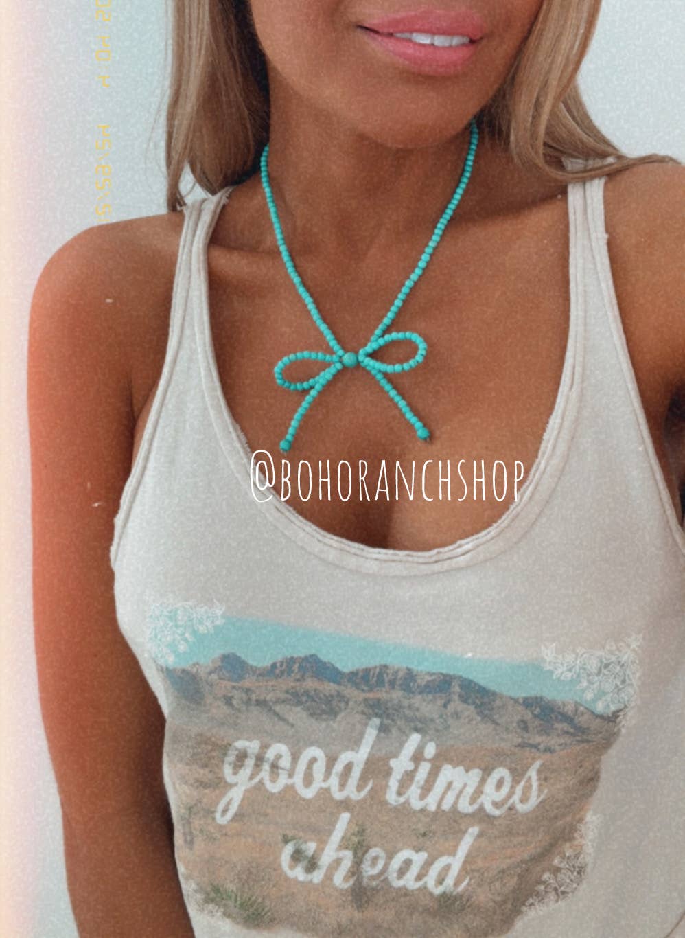 Western Navajo Bead Colored Bow Necklace