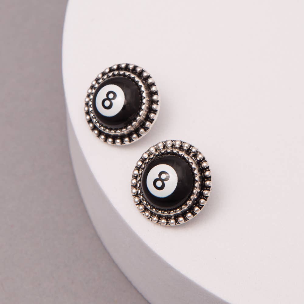 Western 8 Ball Post Earrings
