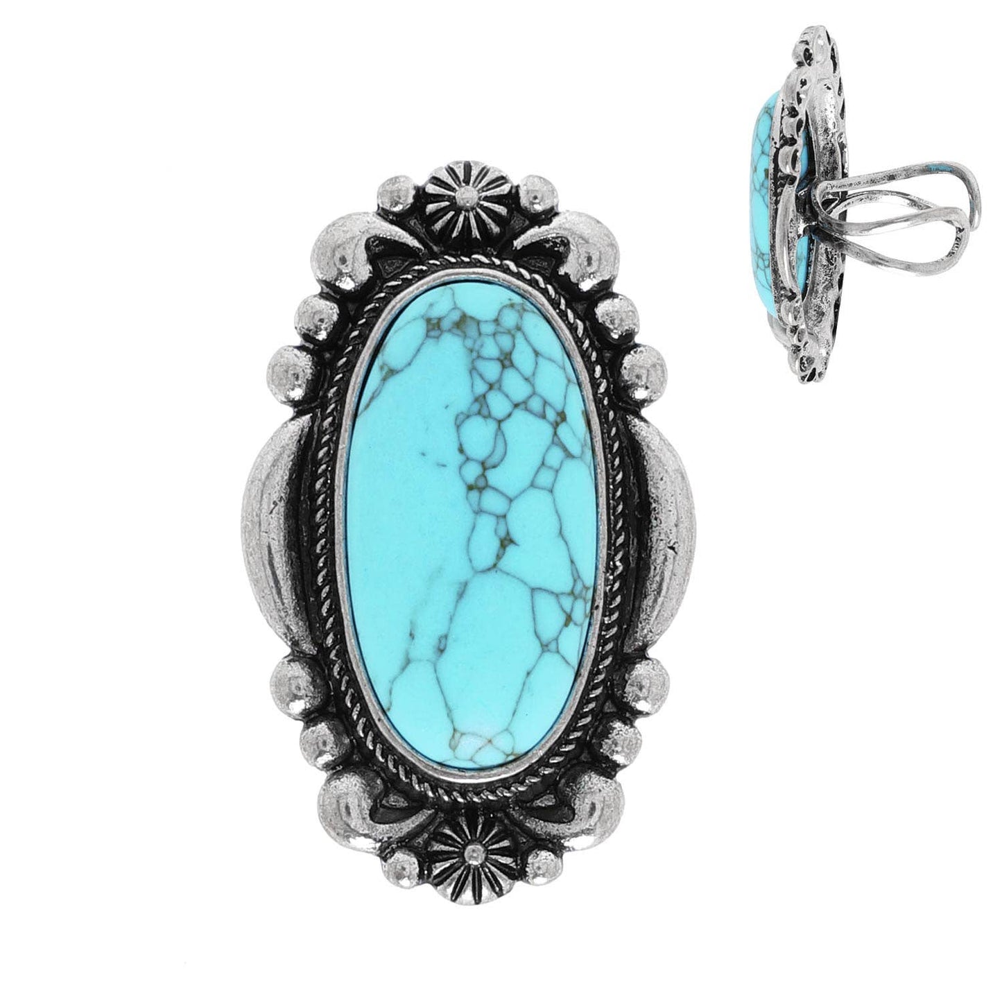 Western Turquoise Semi Stone Ring