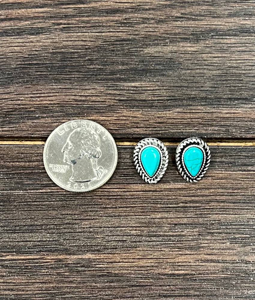 723046, 10mm Drop Turquoise Stud Earrings
