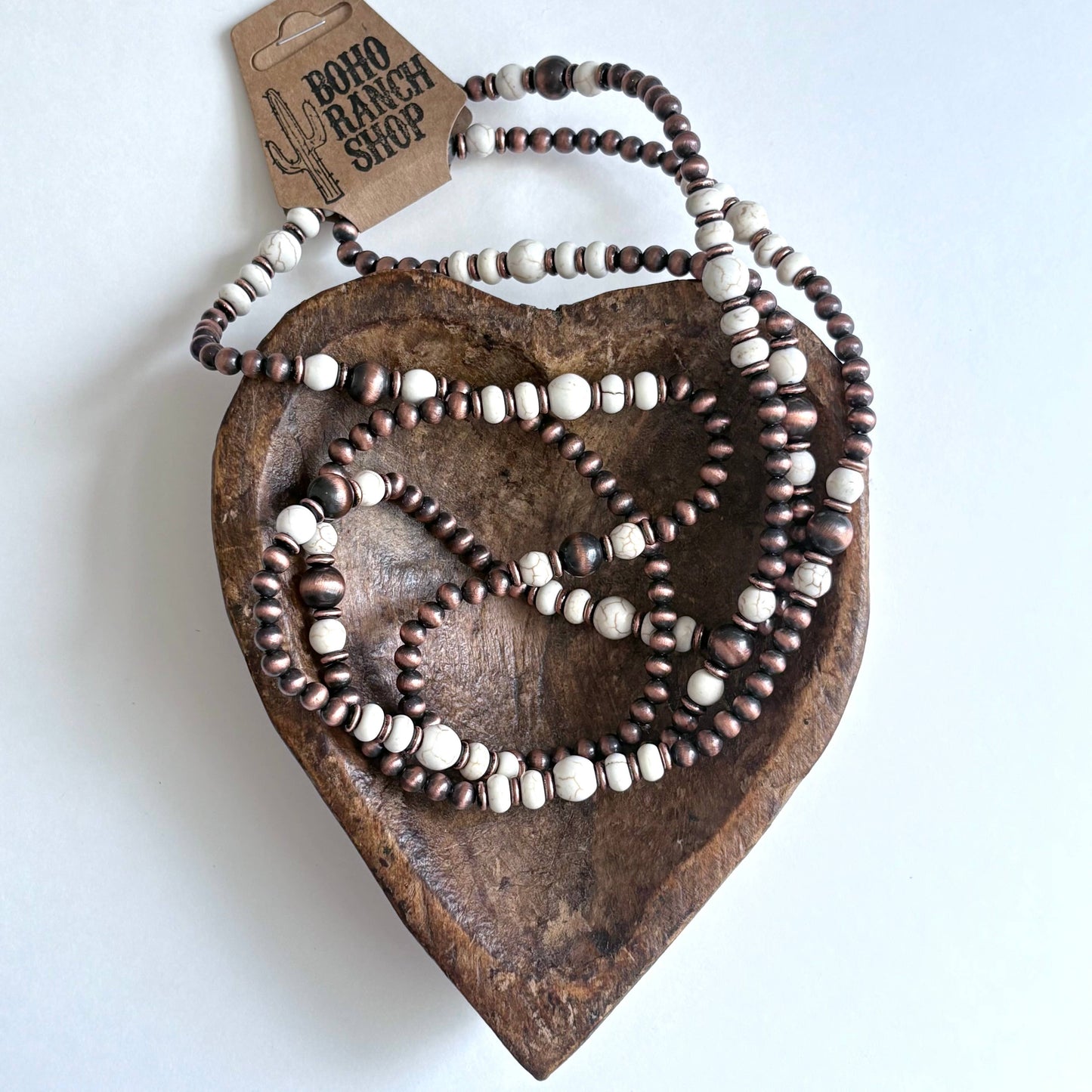 60″ Western Navajo Style Pearl & Stone Bead Long Necklace