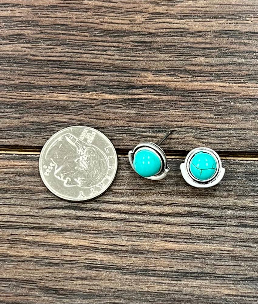 726461, 8mm Round Turquoise Stud Earrings