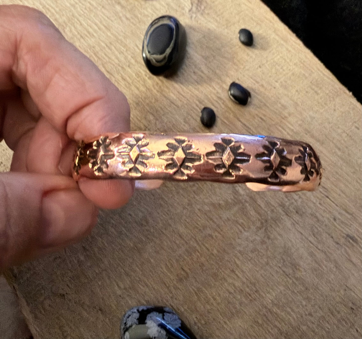 Native Made Copper Cuff Bracelet By Florence Tahe