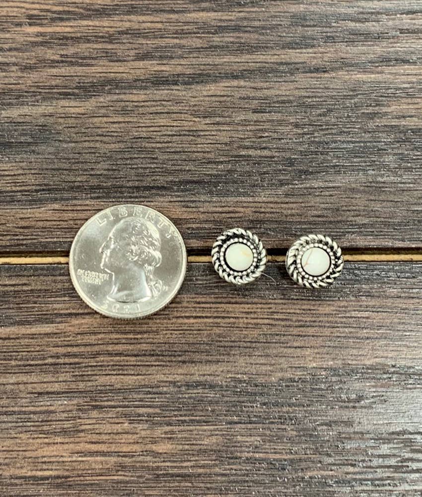 722779, 5mm Round White Turquoise Stud Earrings