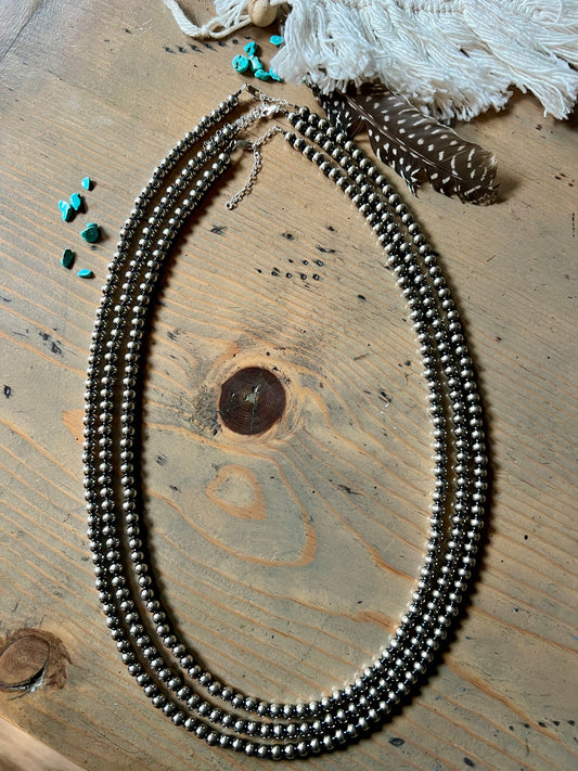 6mm Sterling Pearl Necklace 26”, 28” and 30”