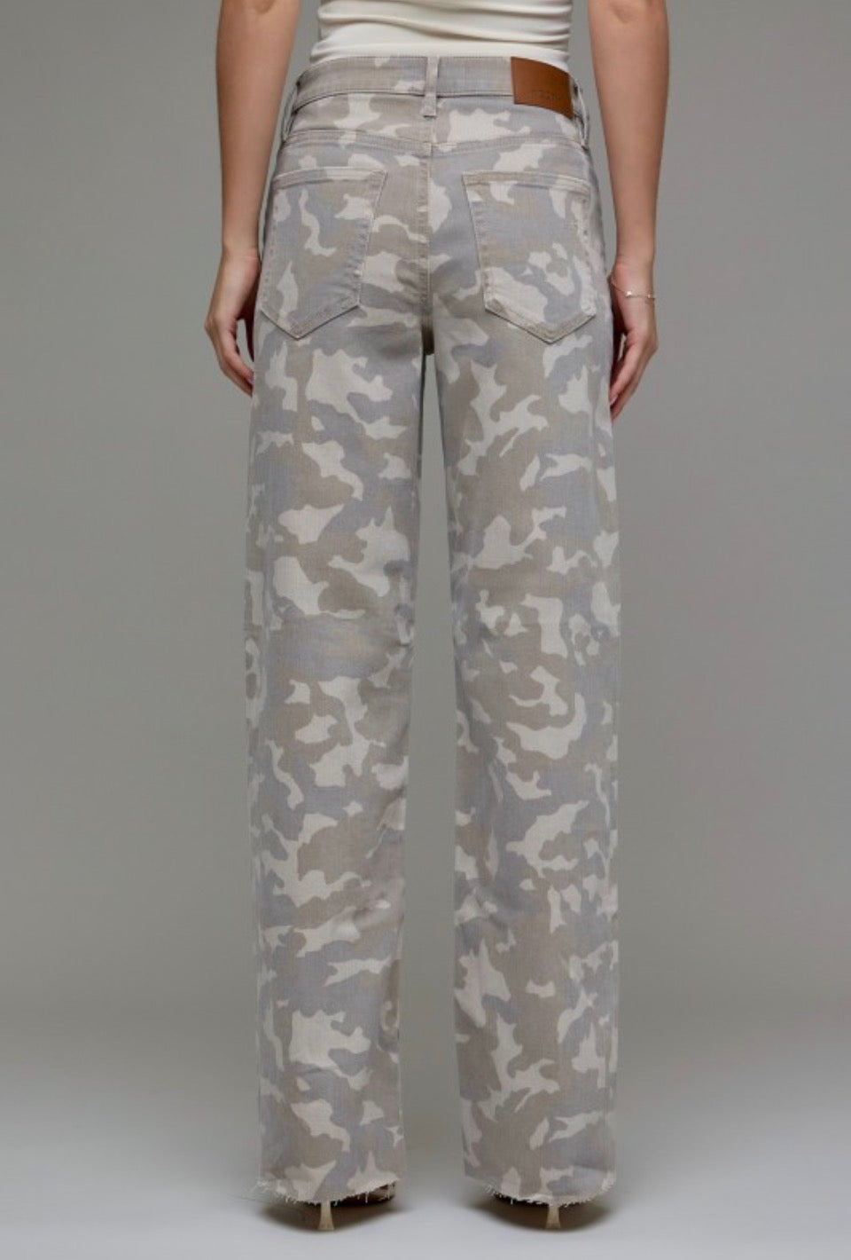 Tan Camo High Rise Dad Jeans