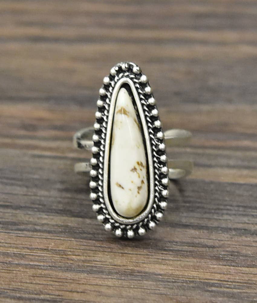 750264, White Turquoise Adjustable Ring