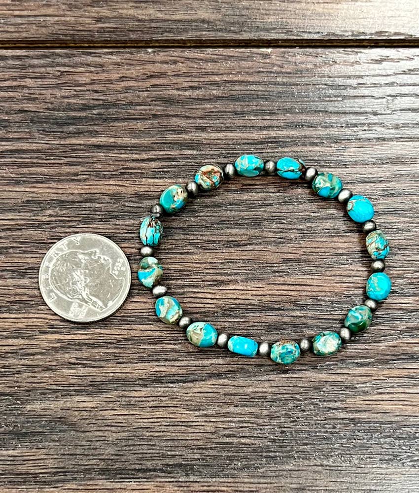 711469, Handmade Oval Gemstone Stretch Bracelet