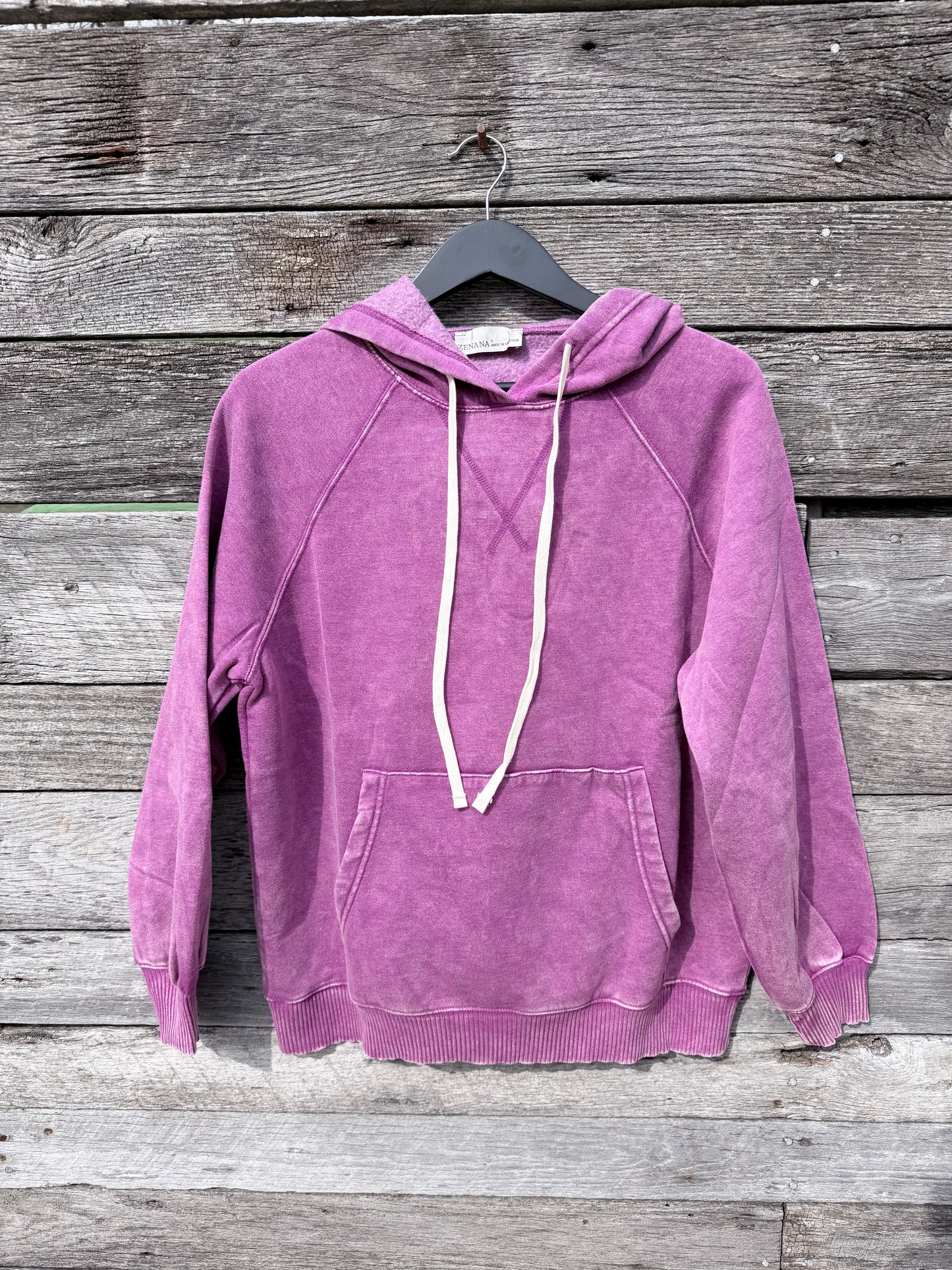 Mineral Wash Hooded Sweatshirt LT Plum