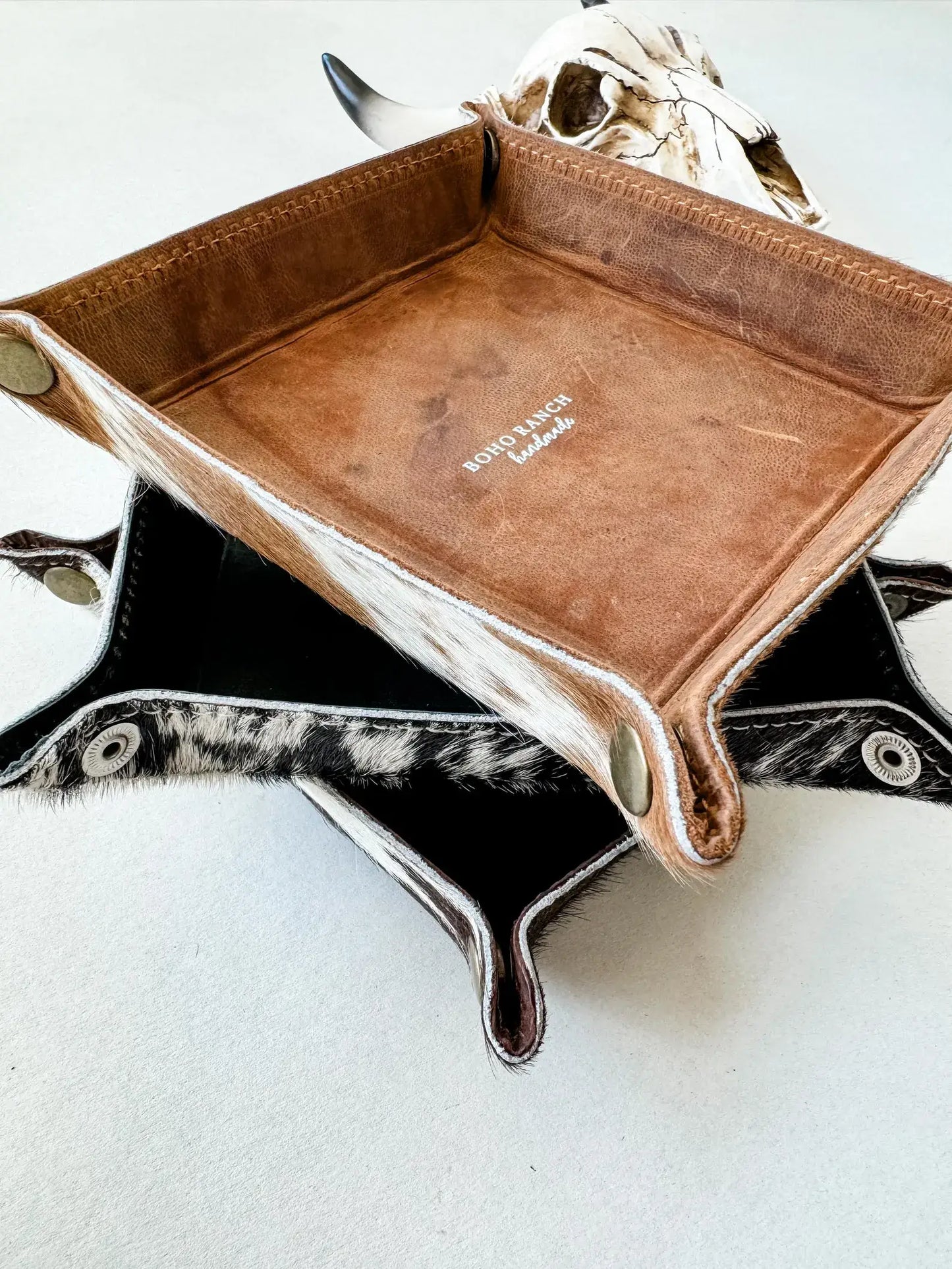 COWHIDE LEATHER TRAY - jewelry storage keys