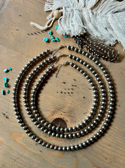 Sterling Pearl Necklace 8mm 14”, 18”, 22”