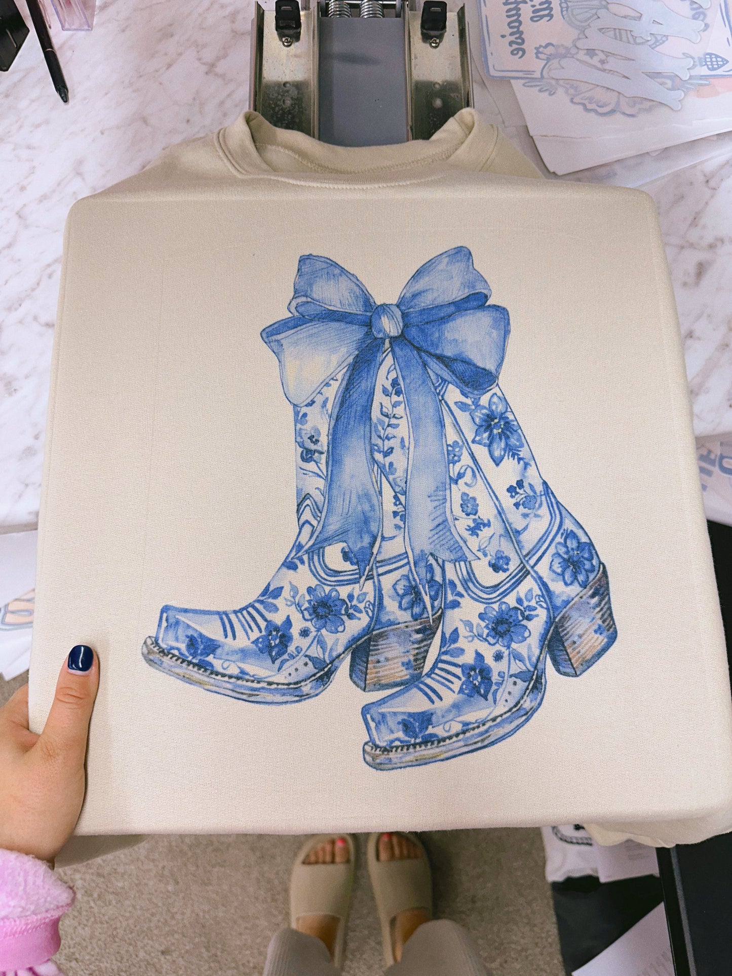 COASTAL BOOTS: BLUE CREW or TEE