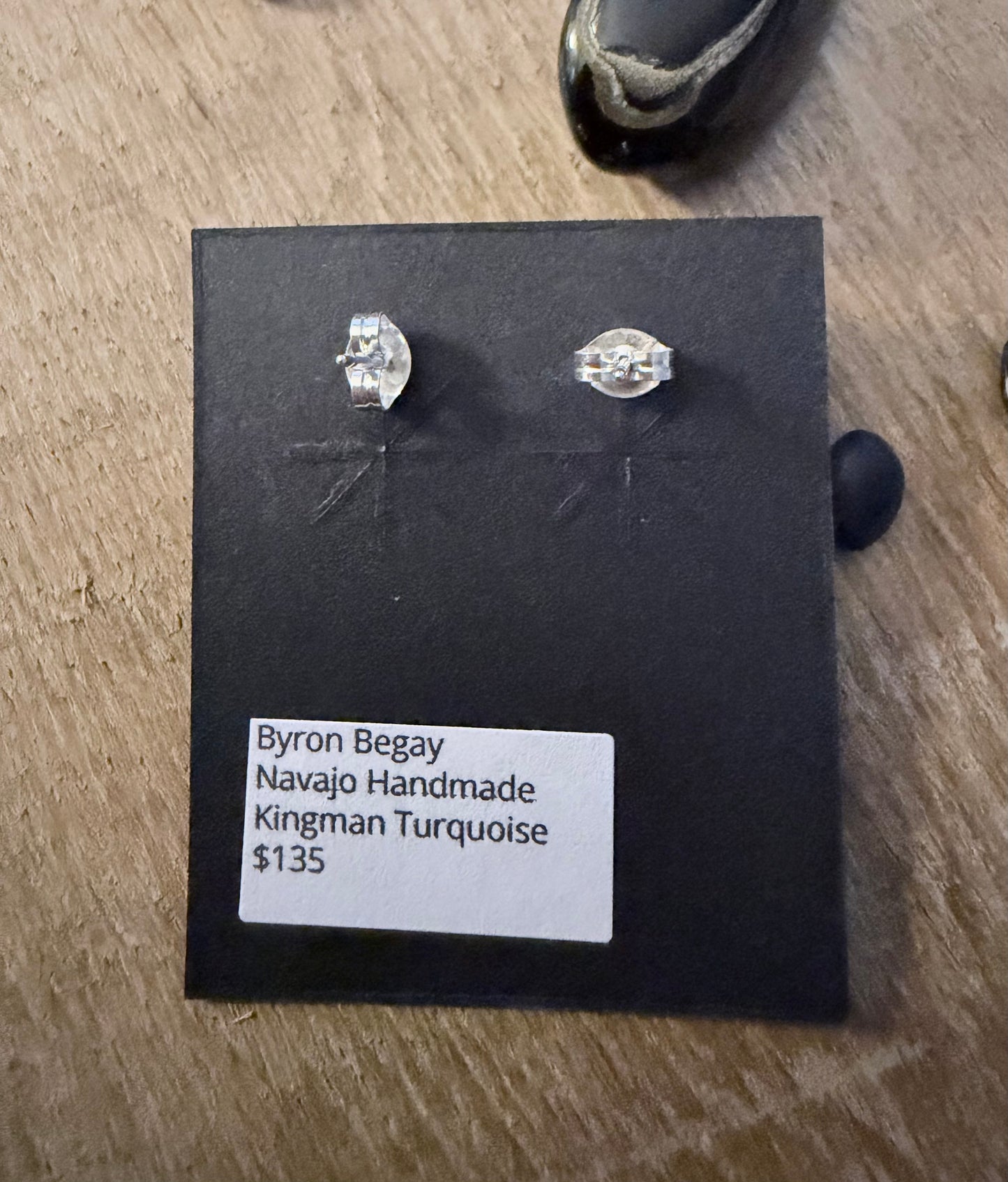Native Made Kingman Turquoise Stud Earrings by Byron Begay