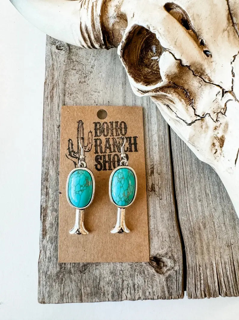 Western Squash Blossom Dangle Earrings