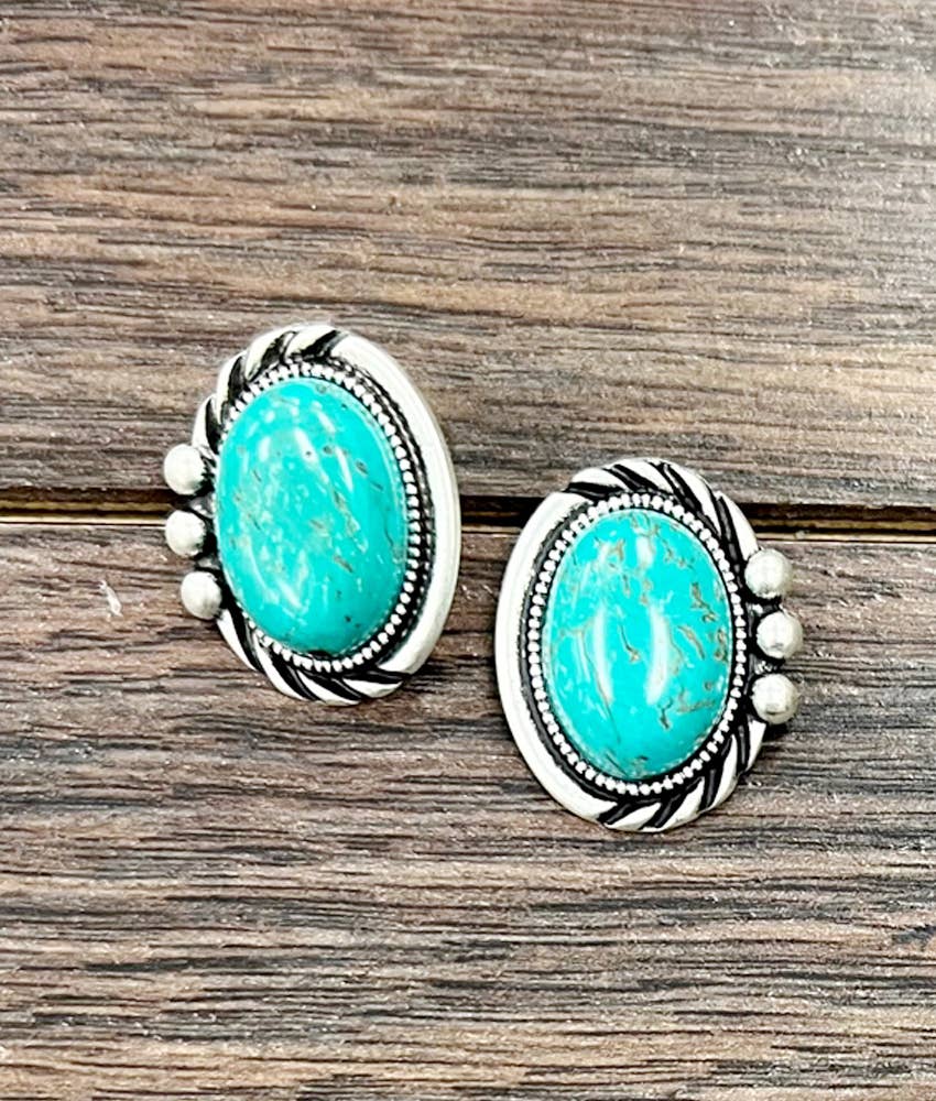 724199, Oval Turquoise Stud Earrings
