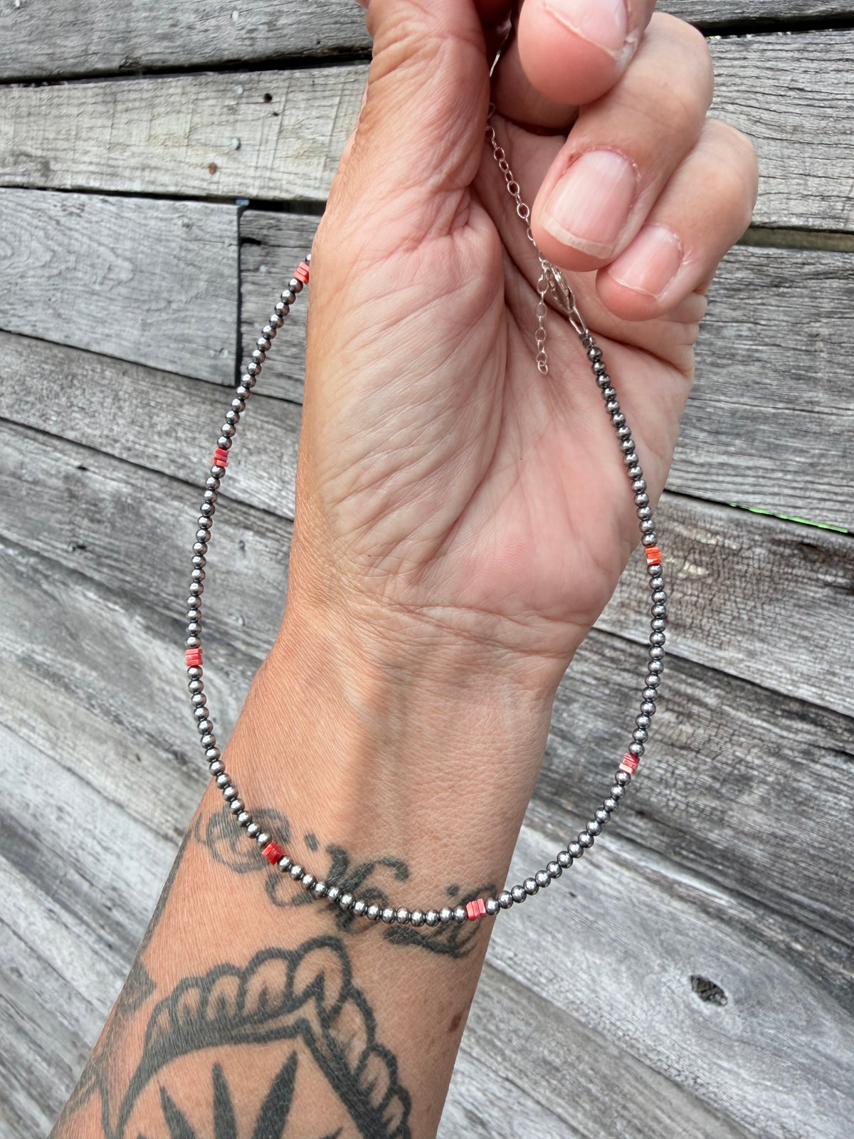3mm Sterling Pearl and Spiny Oyster Necklace