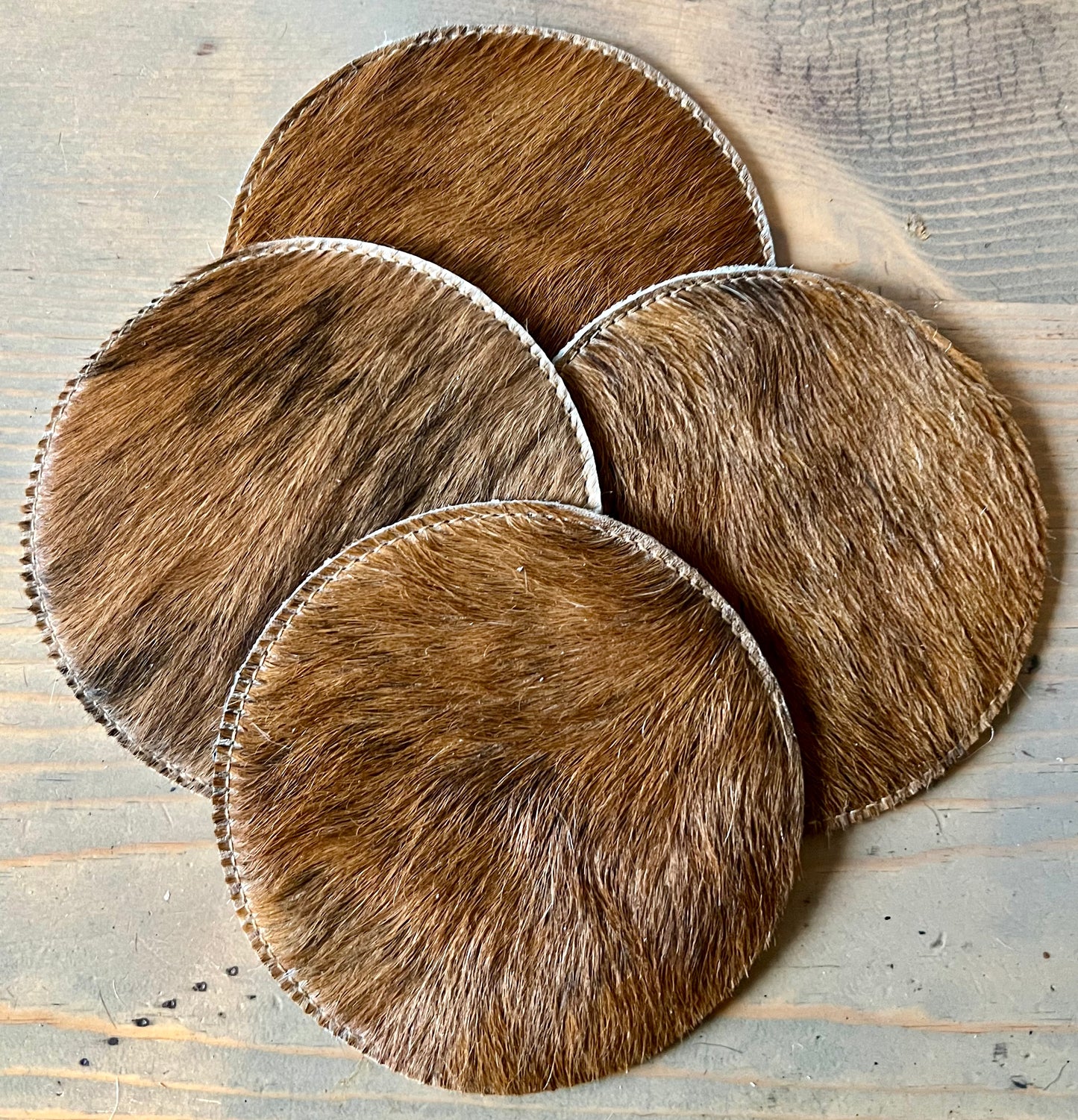 Brown and Black Cowhide Coasters