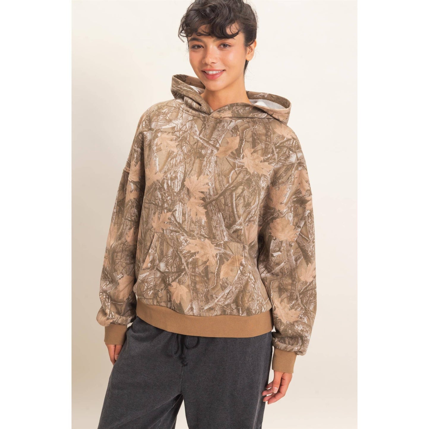 Tree Camouflage Hoodie With Kangaroo Pocket