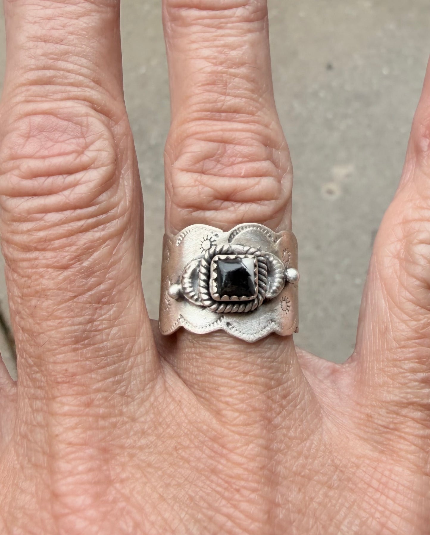 White Buffalo Sterling Silver Cigar Ring