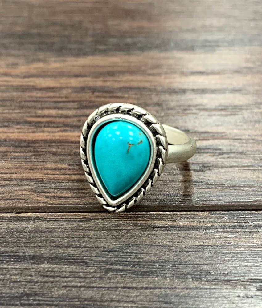 750381, Drop Turquoise Adjustable Ring