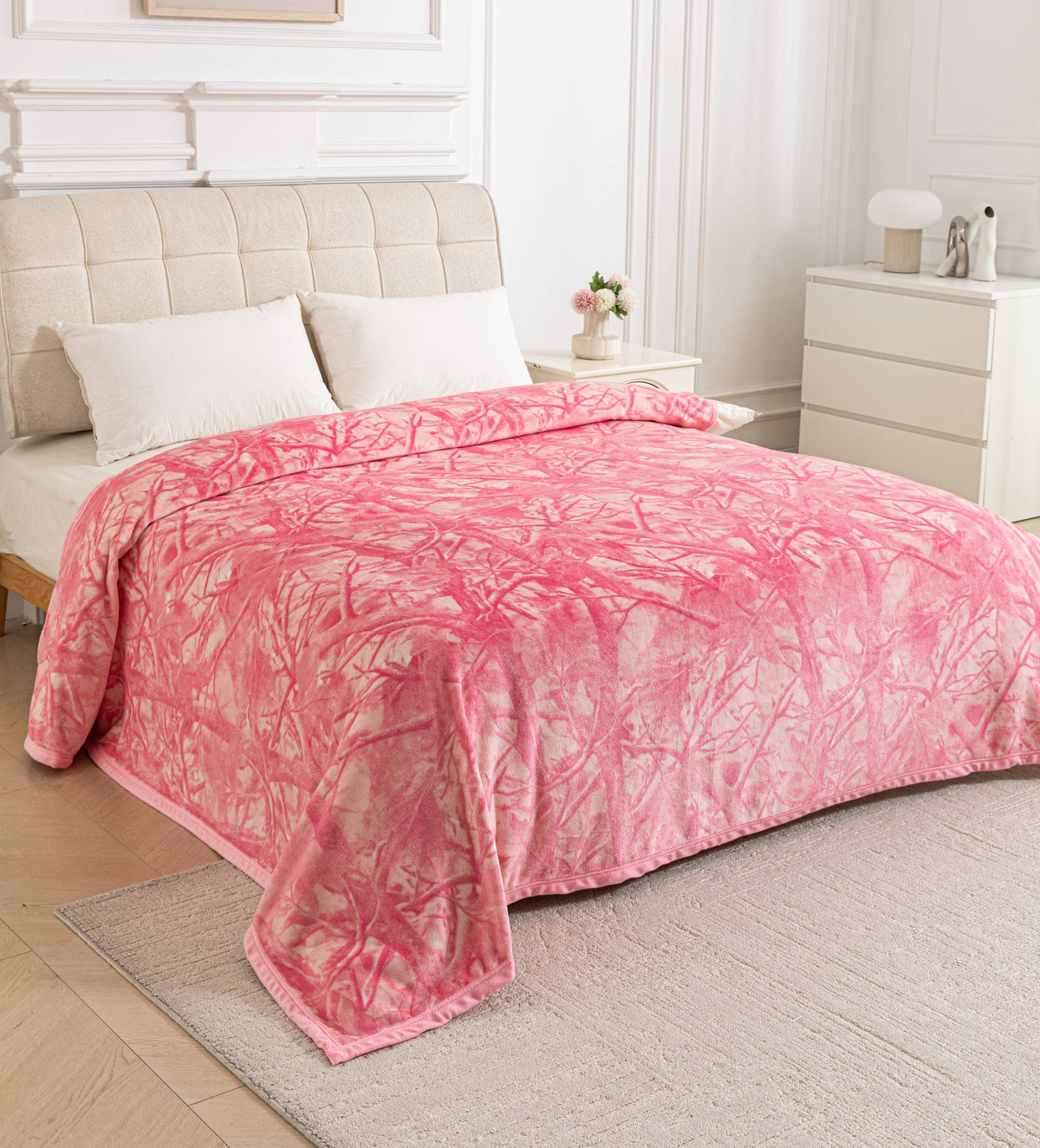 Pink Camouflage King Size Super Plush Blanket