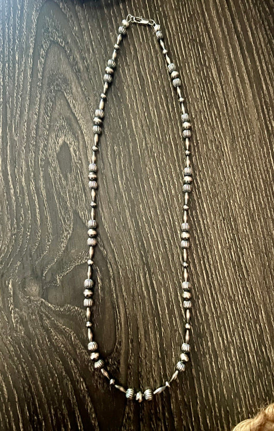 22” Sterling Torpedo, Melon, Round Pearl Necklace