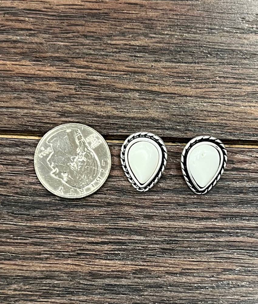 725422, 13mm Drop White Turquoise Stud Earrings