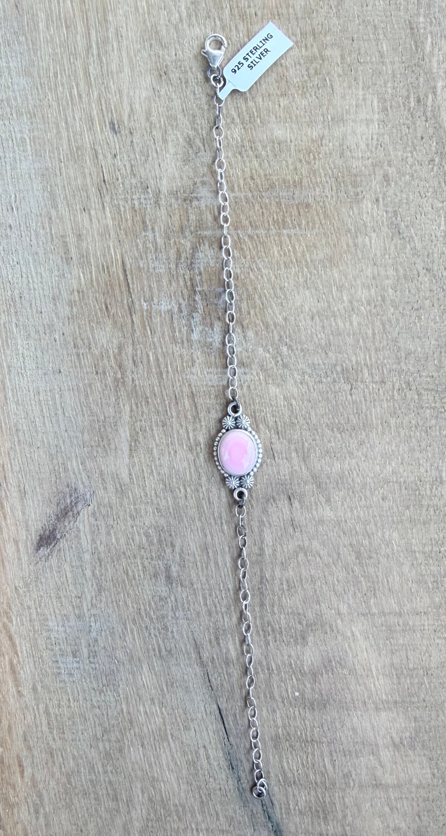 Pink Conch Sterling Silver Bracelet