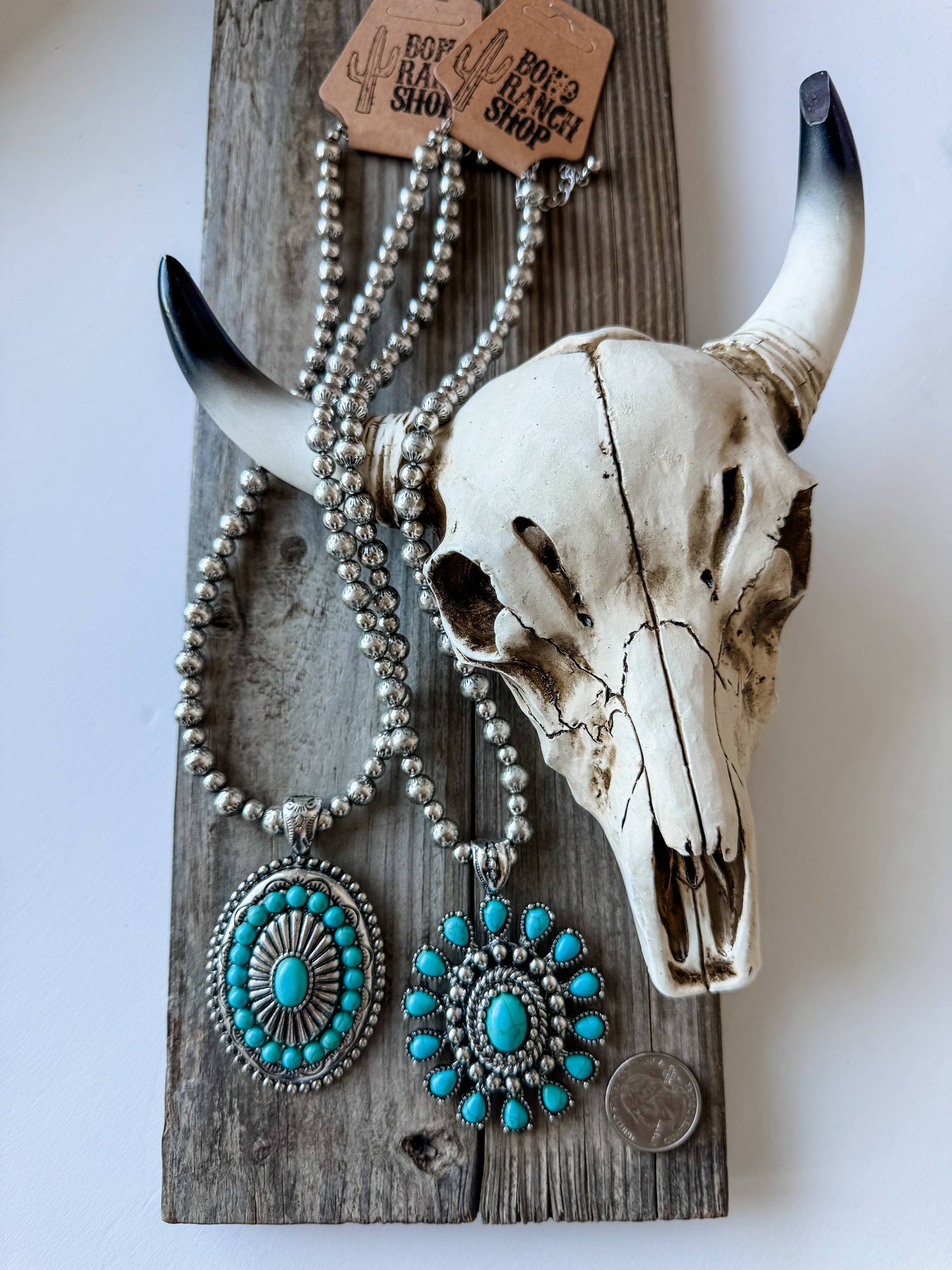 Western Pendant Navajo Style Necklace - turquoise