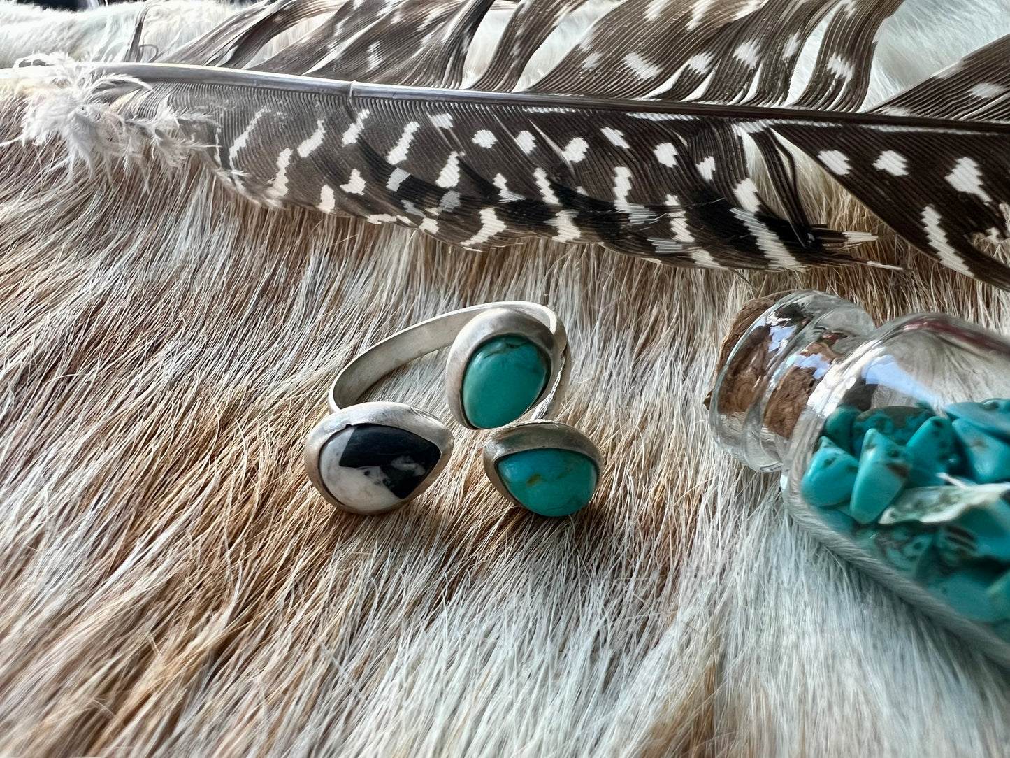 White Buffalo and Kingman Floater Cuff Ring