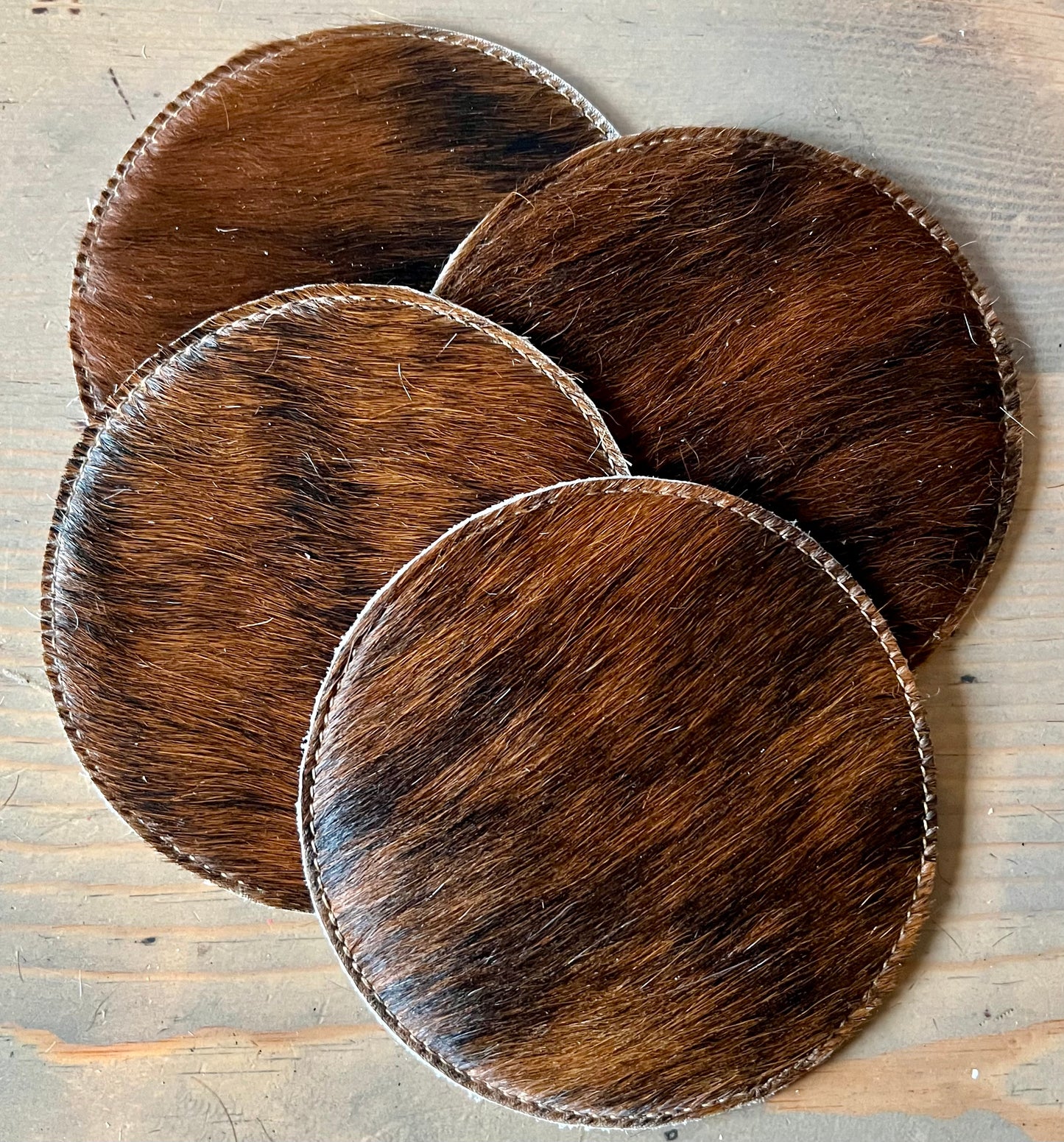 Brown and Black Cowhide Coasters
