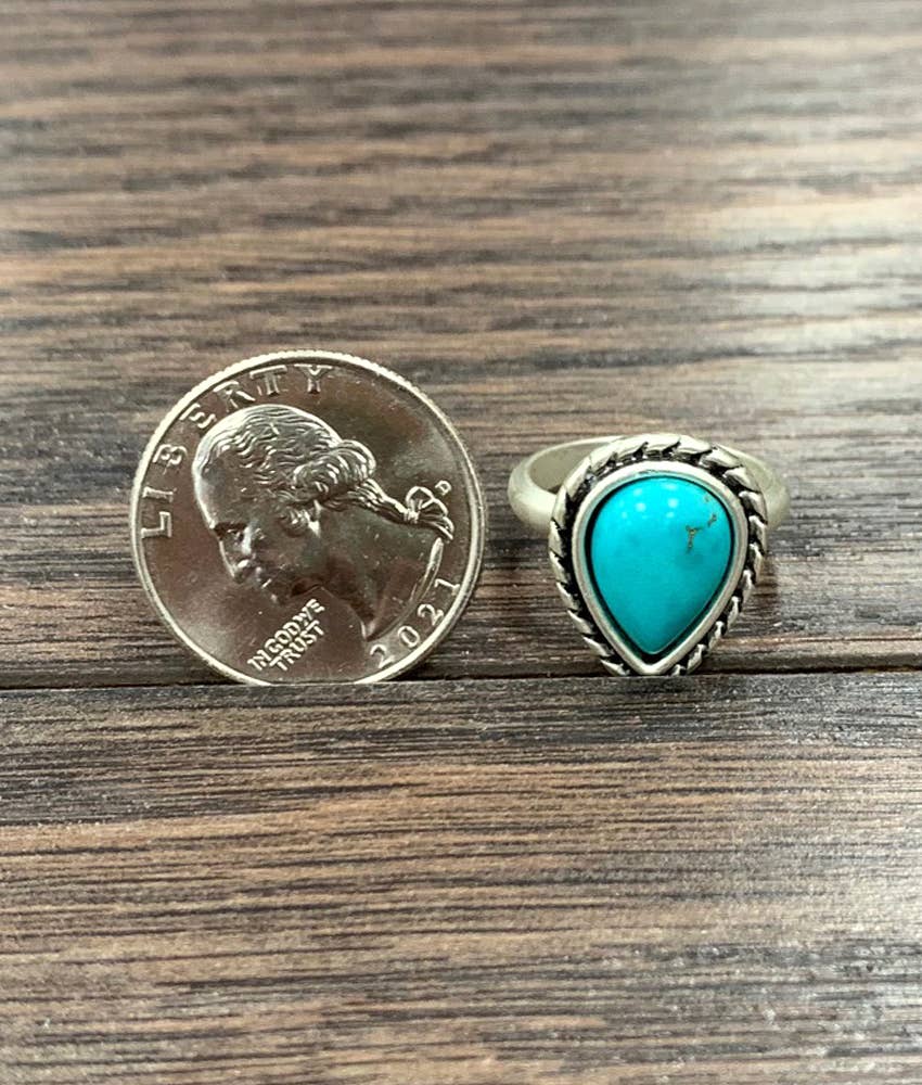 750381, Drop Turquoise Adjustable Ring