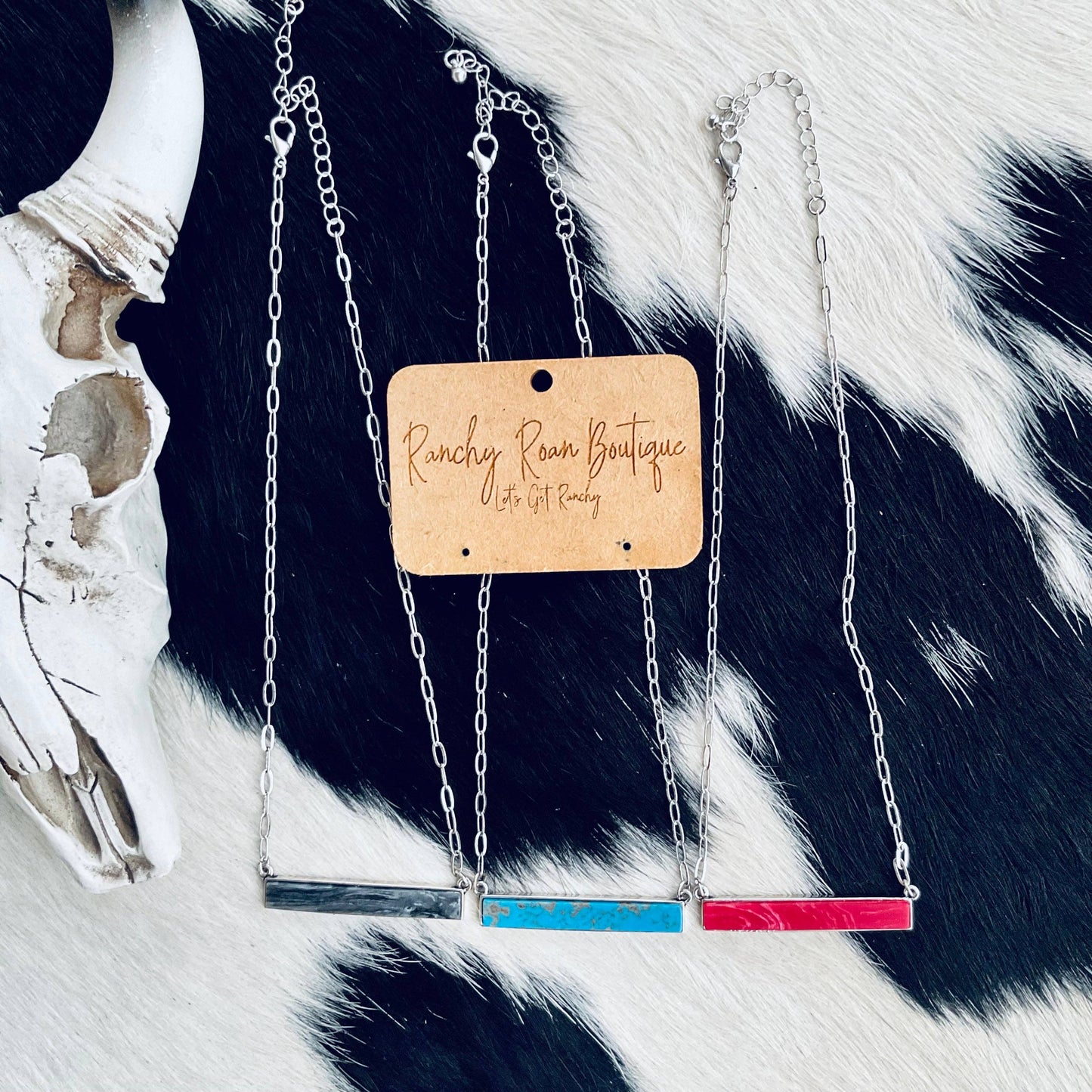 Red Bar Stone Necklace