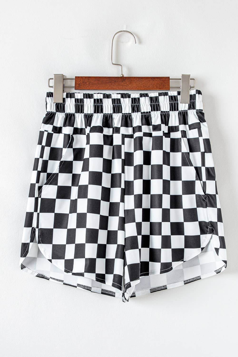 Checkered Print High Waist Casual Shorts