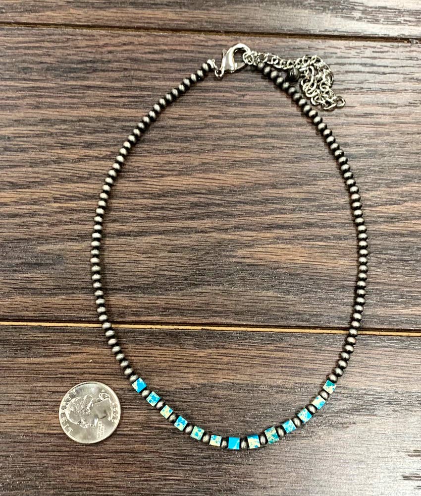 739007, 15" Navajo Square Gemstone Necklace