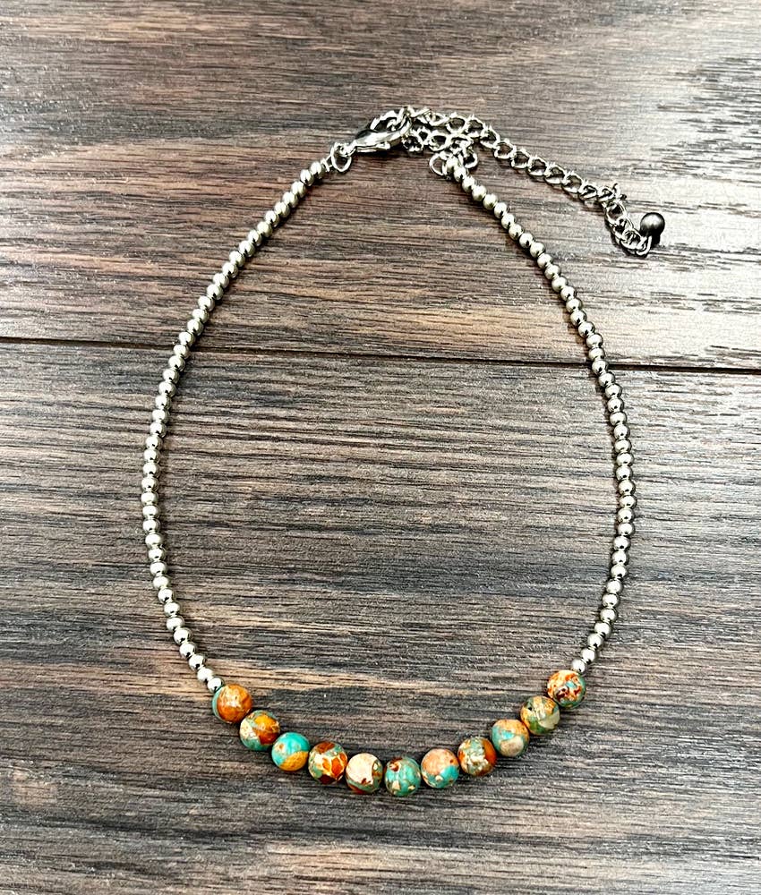 739053, 15" 8mm Round Gemstone Necklace