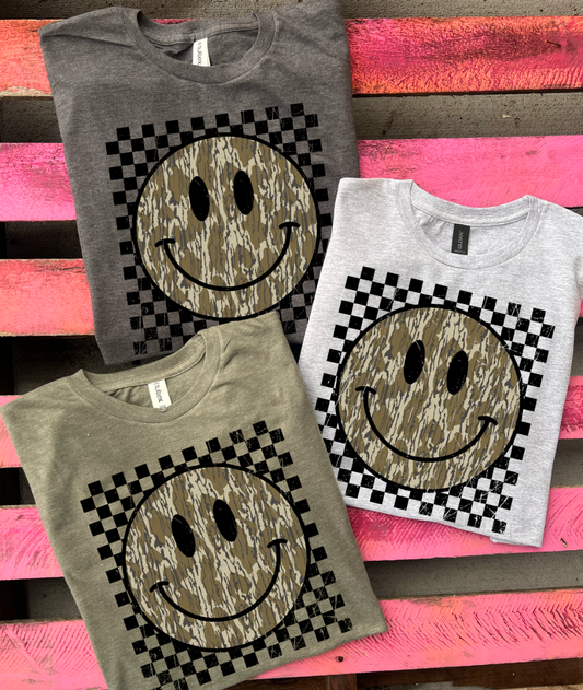 Checkered Camo Smiley Face- 3 Color Options