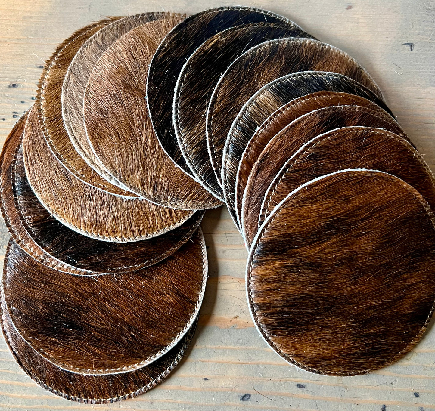 Brown and Black Cowhide Coasters