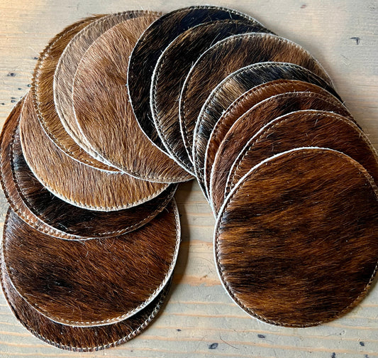 Brown and Black Cowhide Coasters