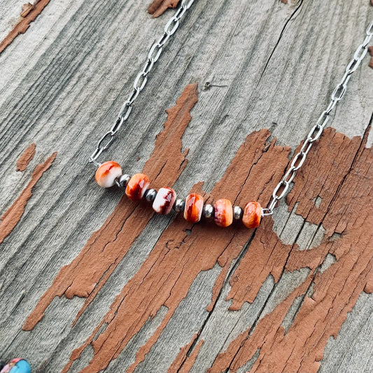 Fire Spiny Oyster Bar Necklace