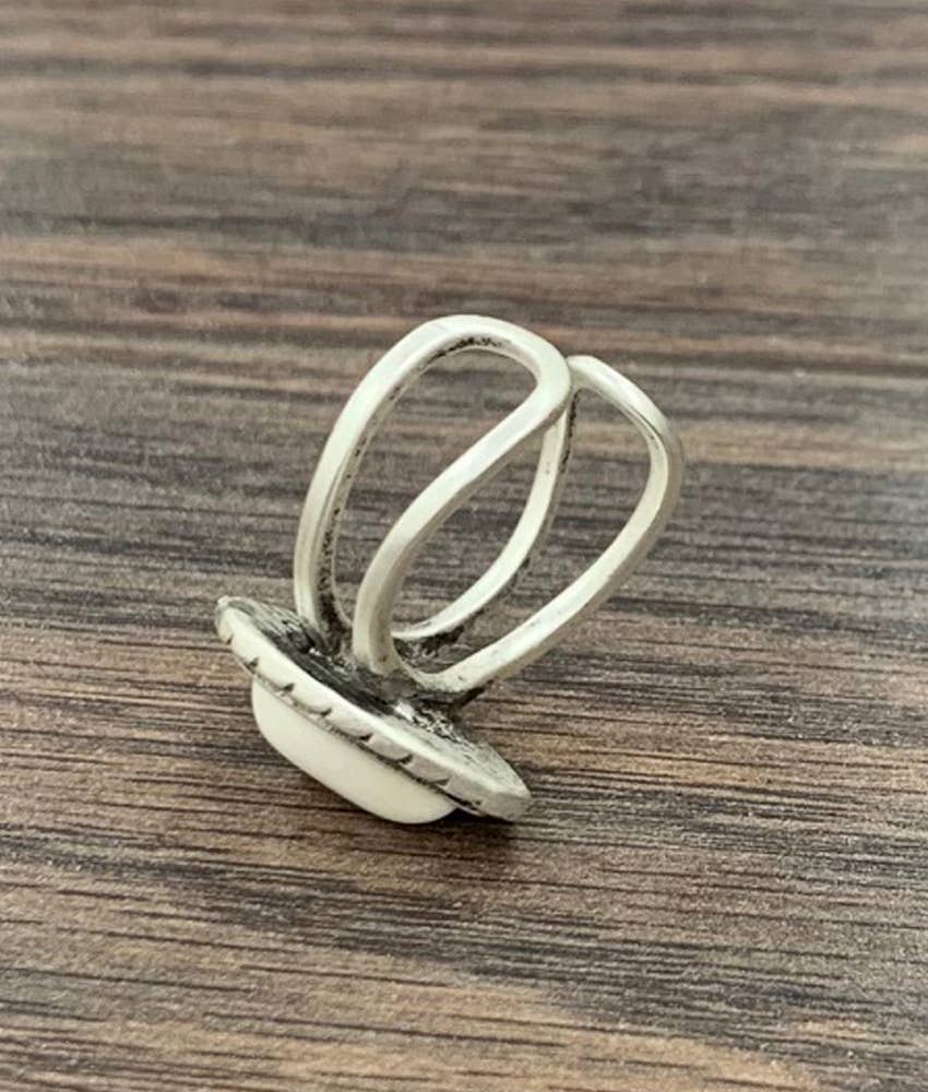 750303, Drop White Turquoise Adjustable Ring