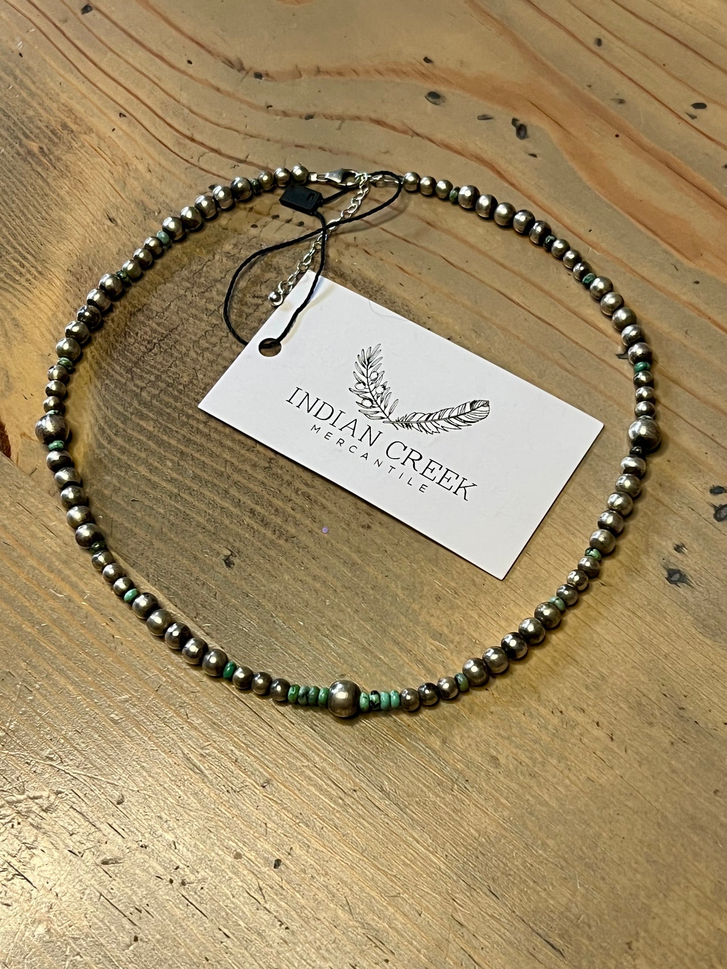 Sterling Pearl and Turquoise Bead Necklace