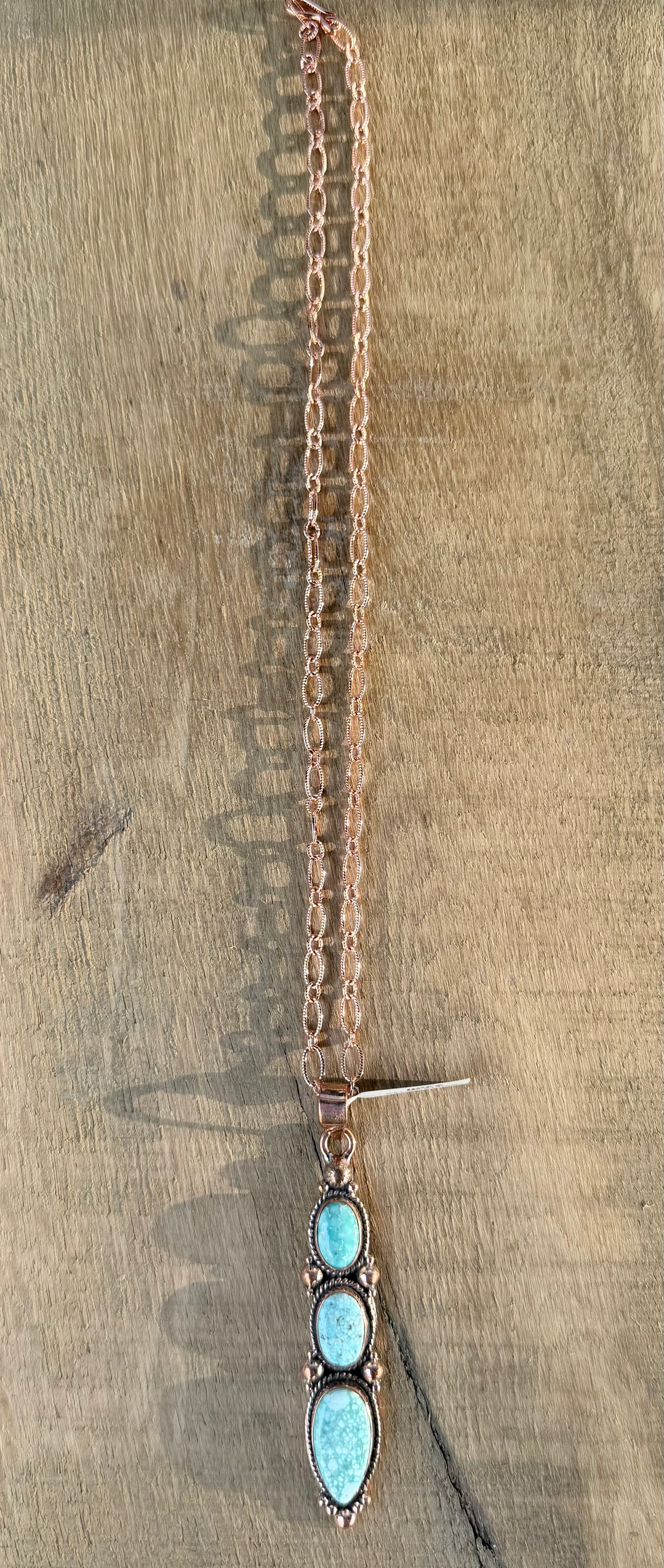 Copper Paperclip Chain and White Water Pendant Necklace