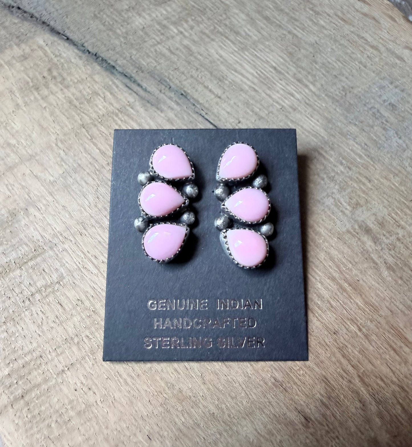 Native Made By Hiram Largo Pink Conch Stud Earrings