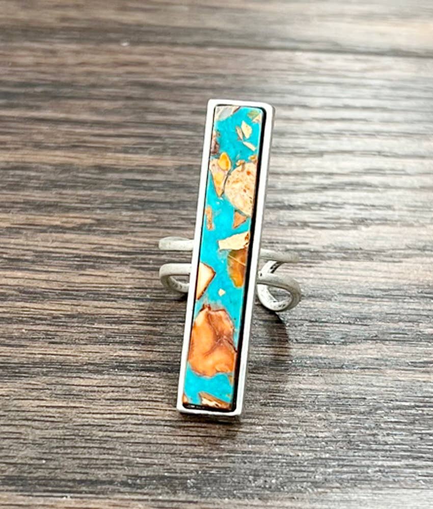 750467, 1.7" Bar Gemstone Adjustable Ring