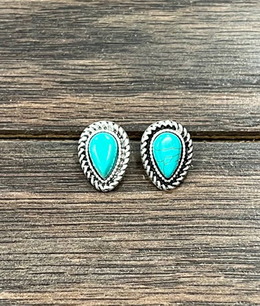 723046, 10mm Drop Turquoise Stud Earrings
