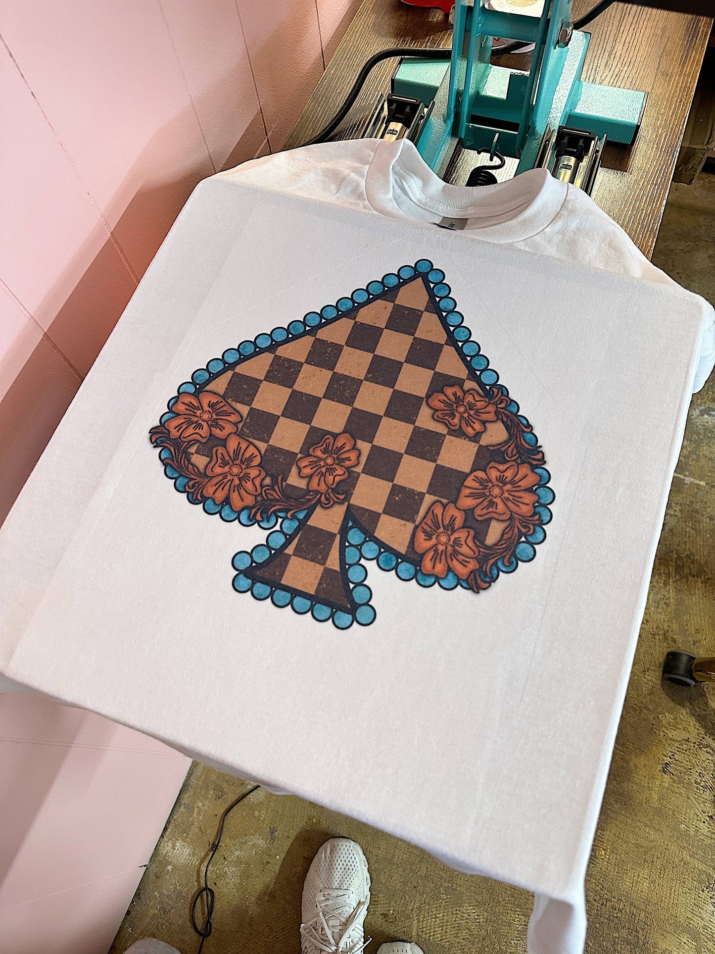 Checkered Spade Tee or Crewneck