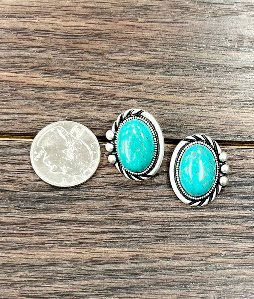 724199, Oval Turquoise Stud Earrings