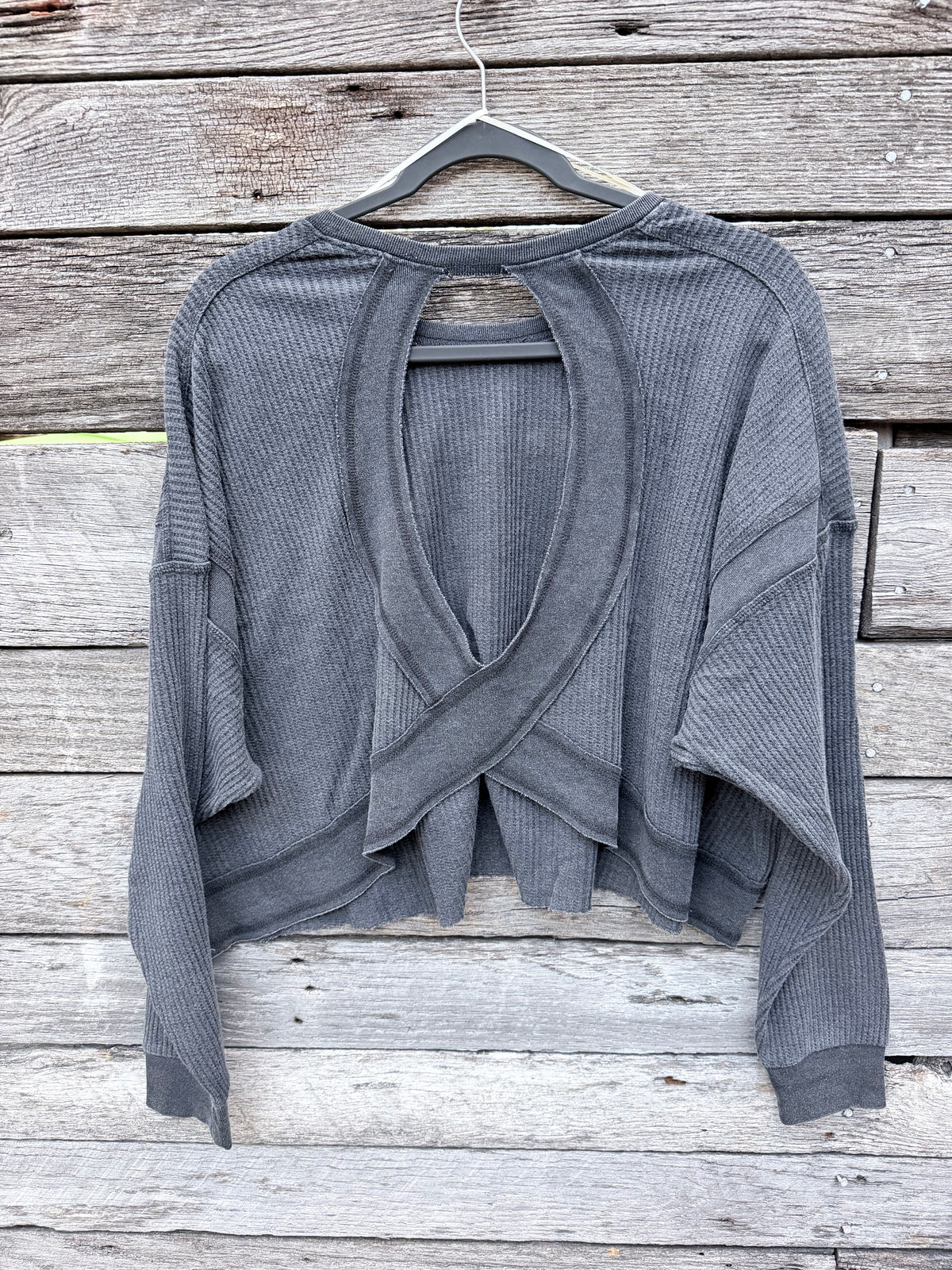 Mineral Wash Waffle Open Back Top