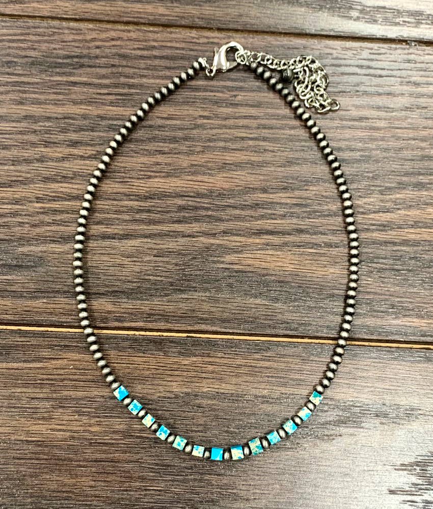 739007, 15" Navajo Square Gemstone Necklace